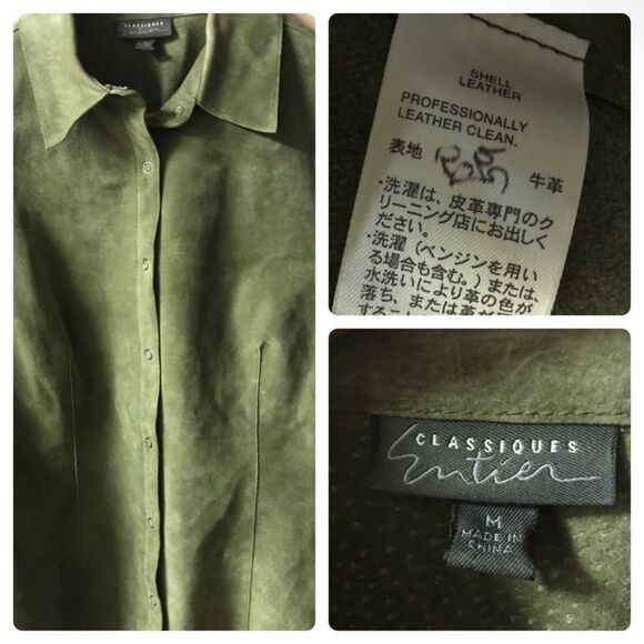 Classiques Entiér Light Olive Green Suede Leather Jacket - Picture 4 of 4